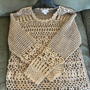 Emanuel Donna Open Weave Crochet Top Size M